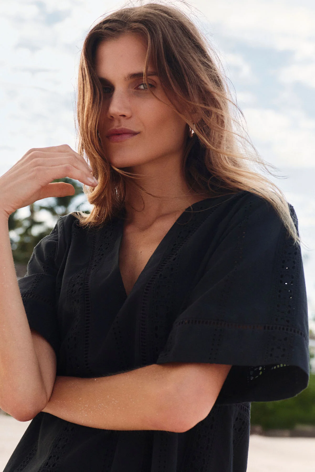 Cafe Dress in Black Eyelet