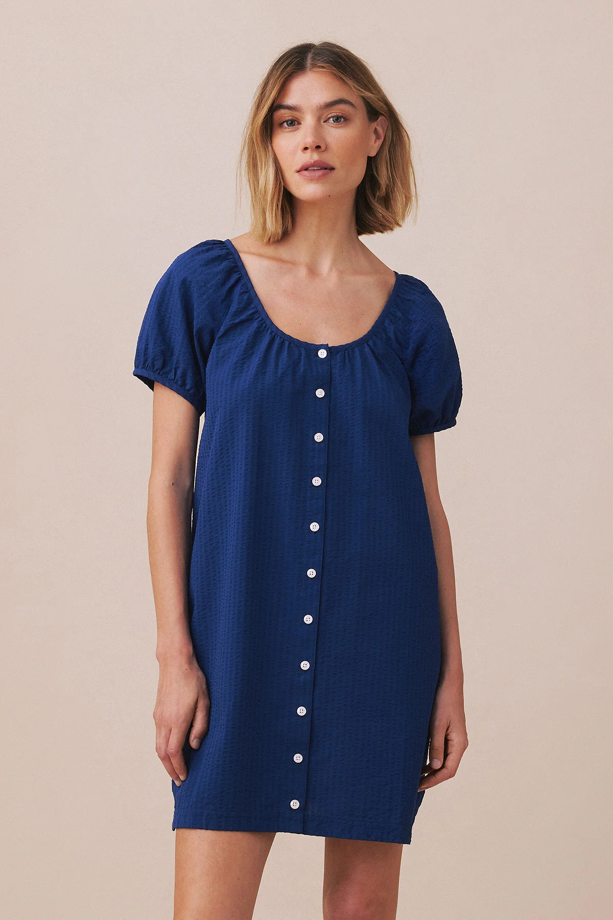 Charlie Nightgown in Blue Depths Seersucker - Image 3
