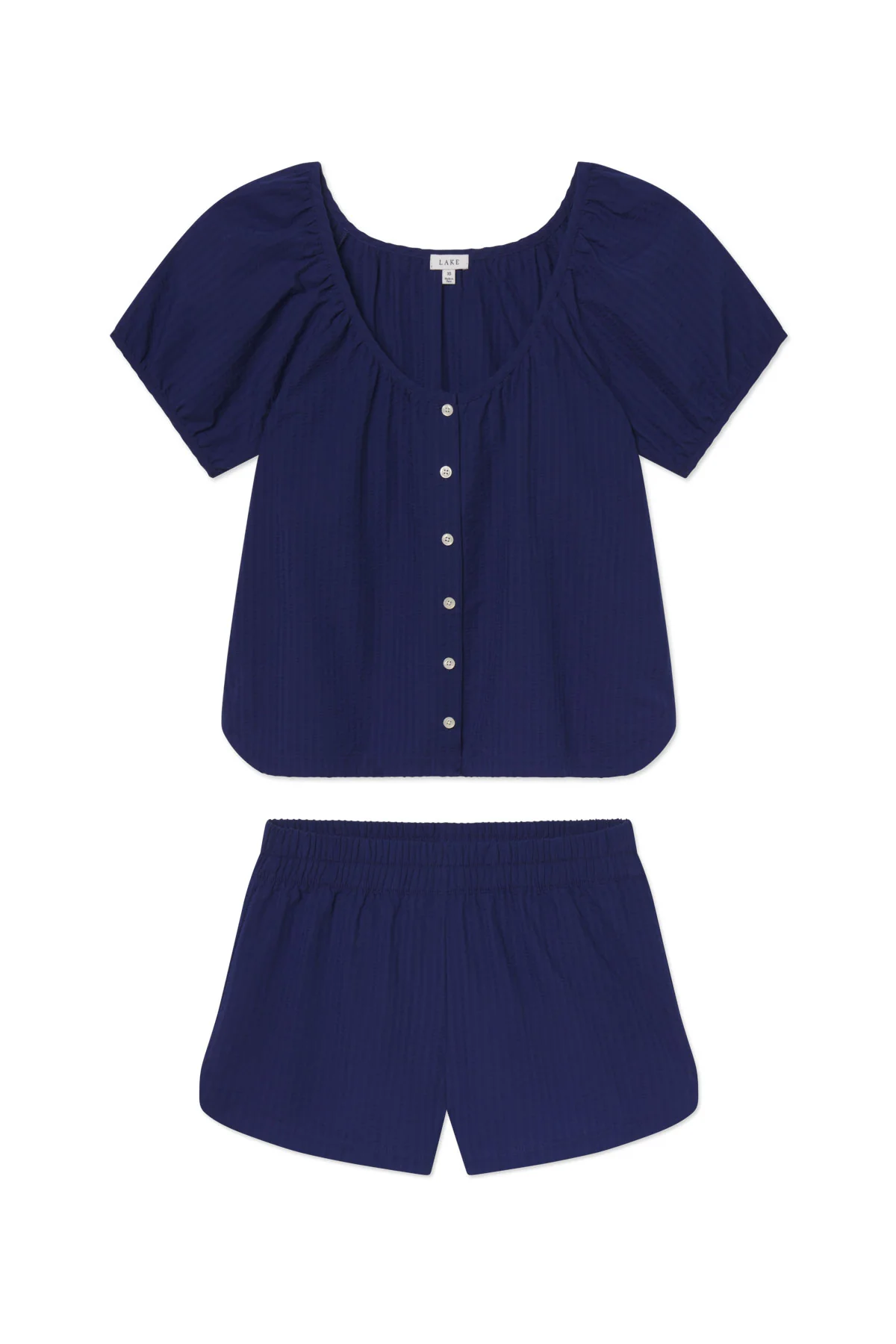 Charlie Shorts Set in Blue Depths Seersucker