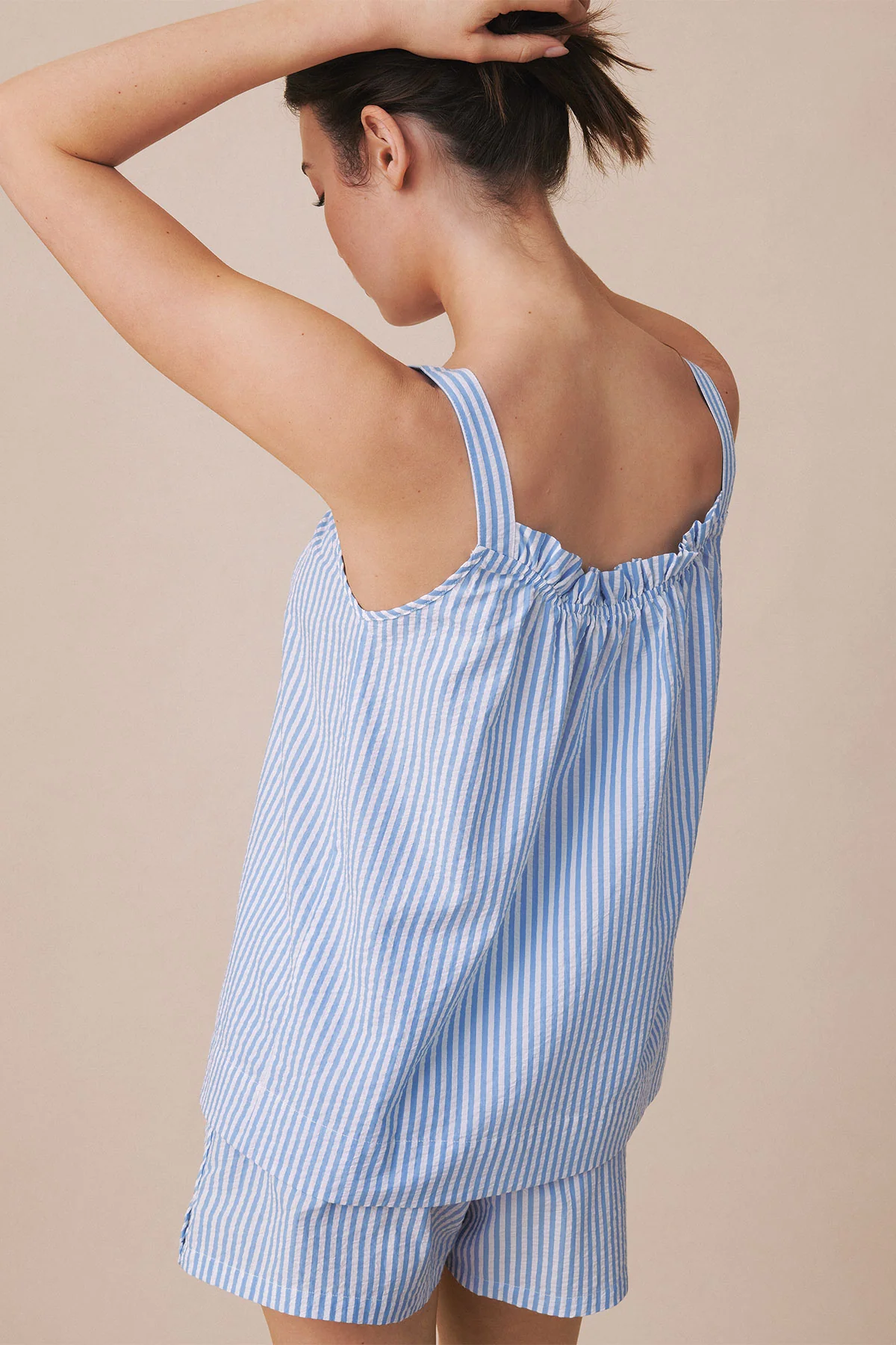Alice Shorts Set in Blue Seersucker - Image 3
