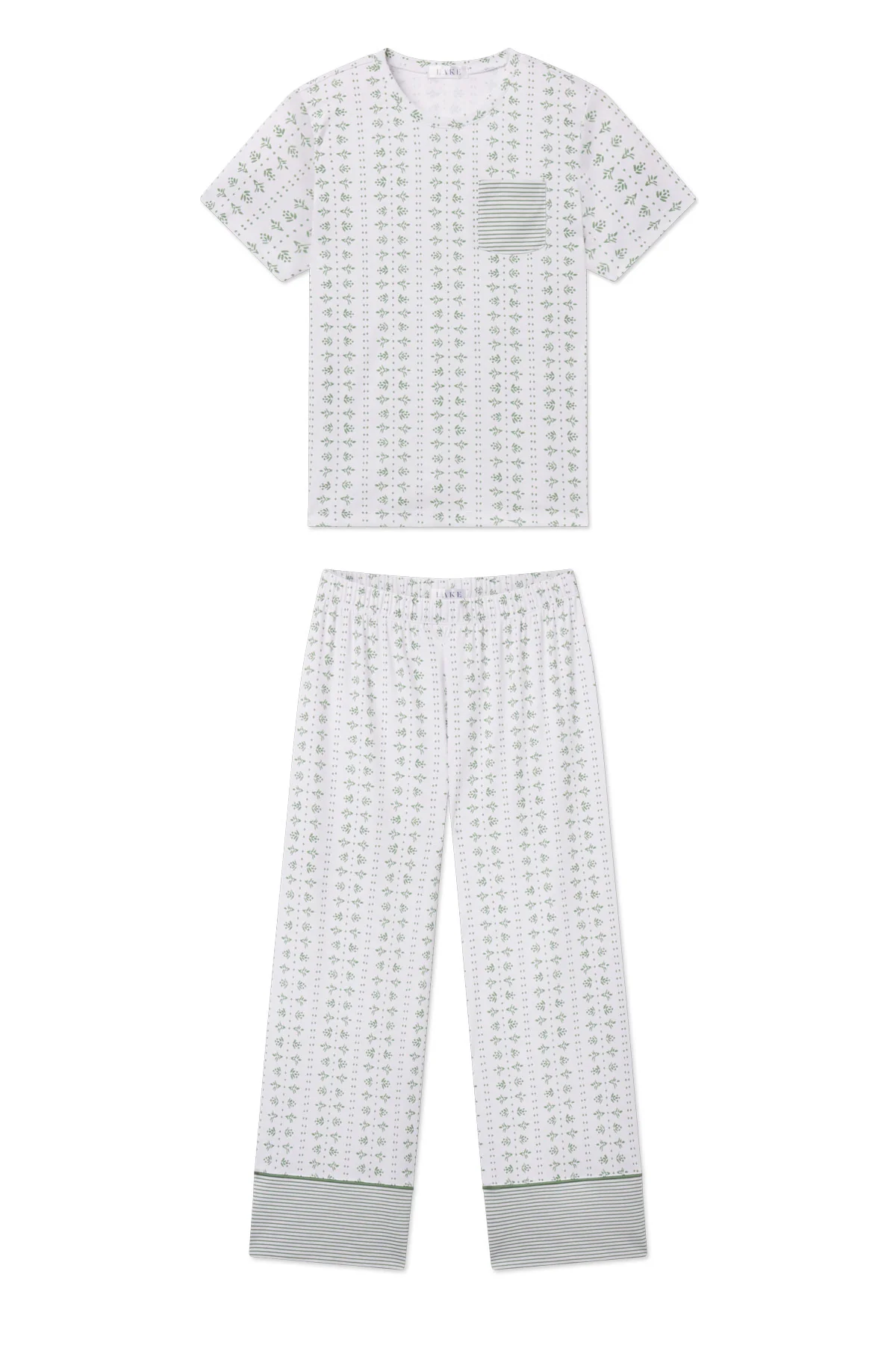 Pima Crew Wide Leg Pajama Set in Comfrey Garden Arbor