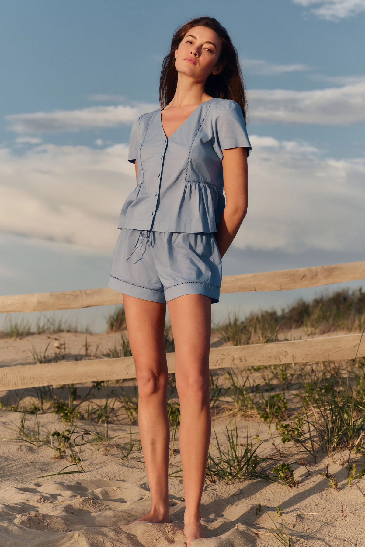 Celeste Shorts Set in Dusty Blue - Image 4