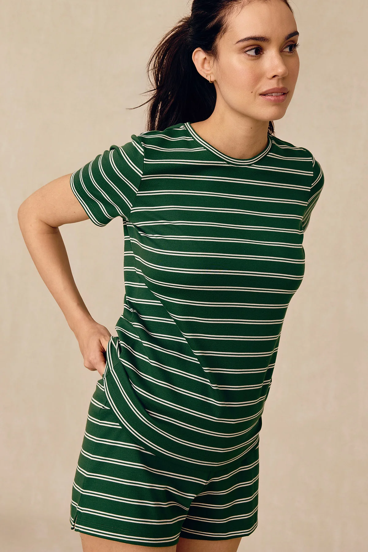 Pima Crew Shorts Set in Eden Tidal Stripe - Image 2