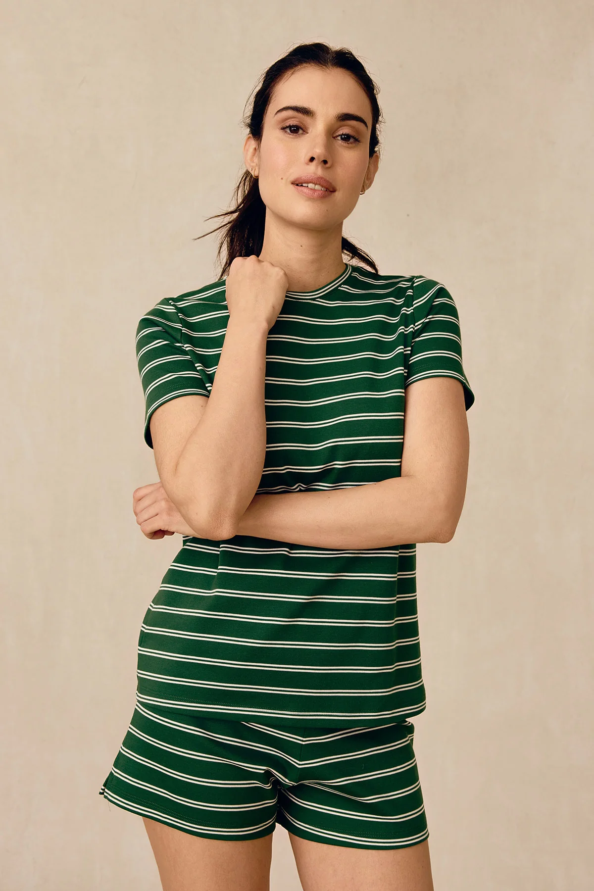 Pima Crew Shorts Set in Eden Tidal Stripe - Image 4