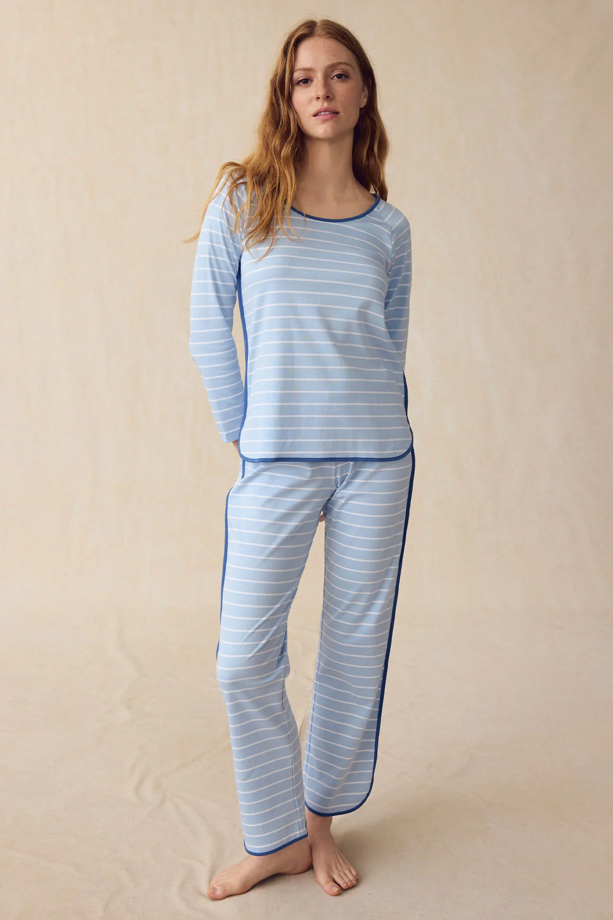 Pima Long Sleeve Bundle in French Blue Club Stripe - Image 3