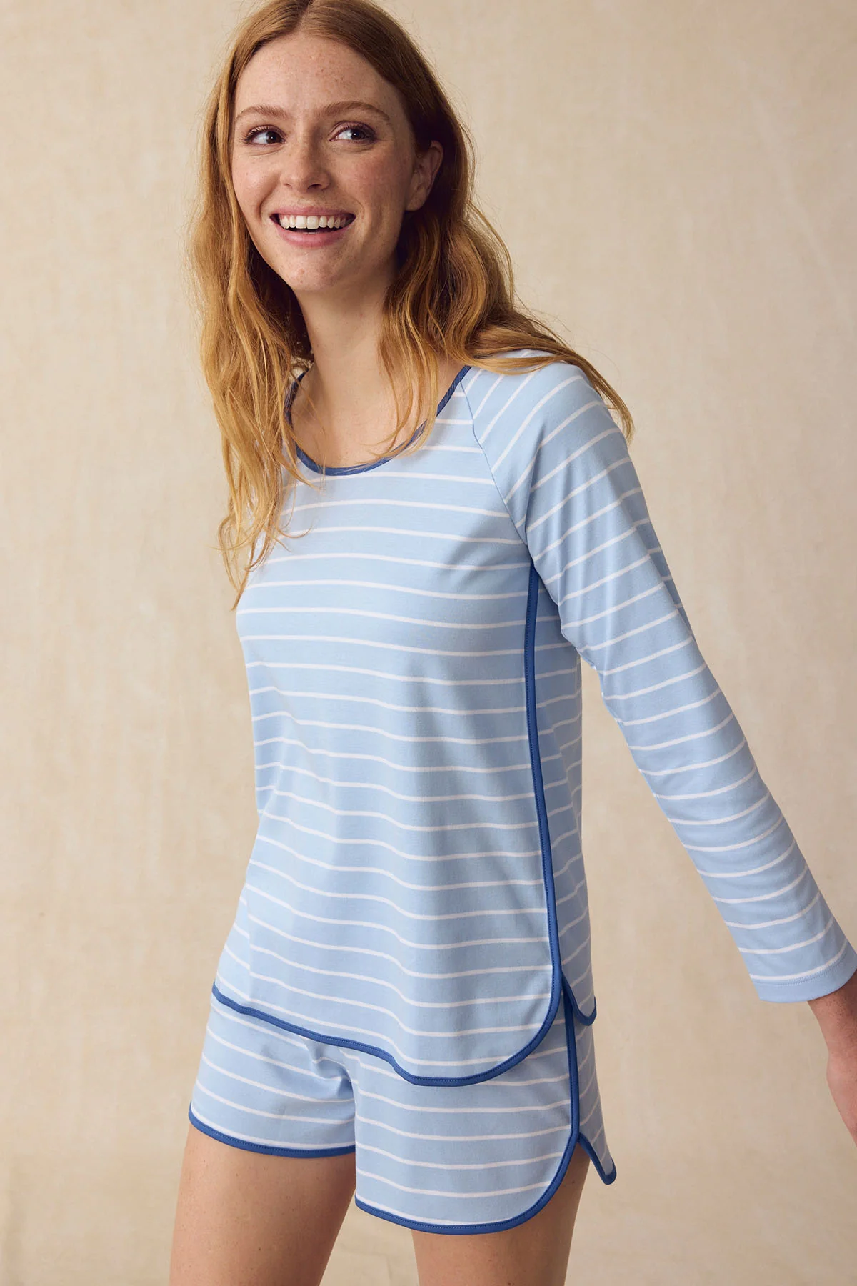 Pima Long Sleeve Bundle in French Blue Club Stripe - Image 4