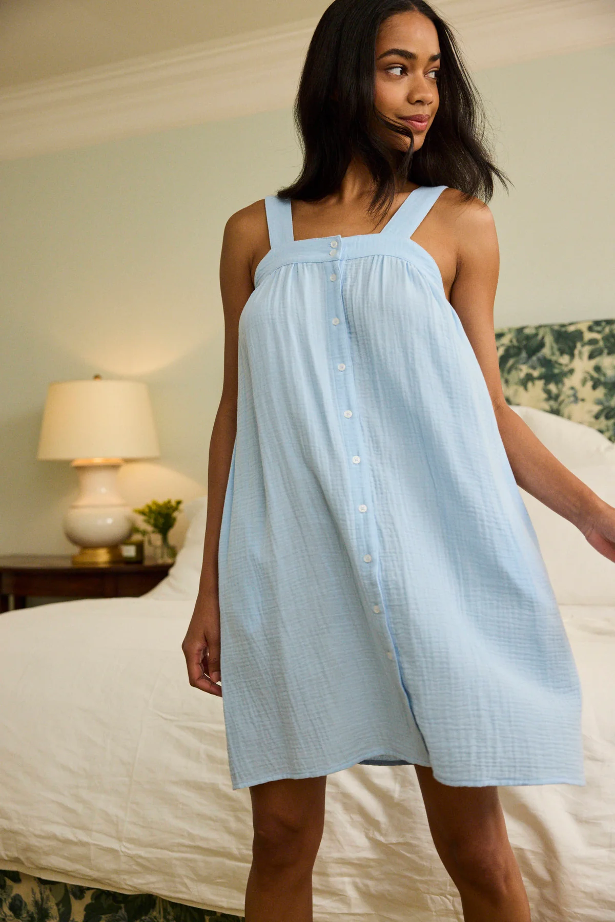 Hamptons Nightgown in French Blue Gauze - Image 4