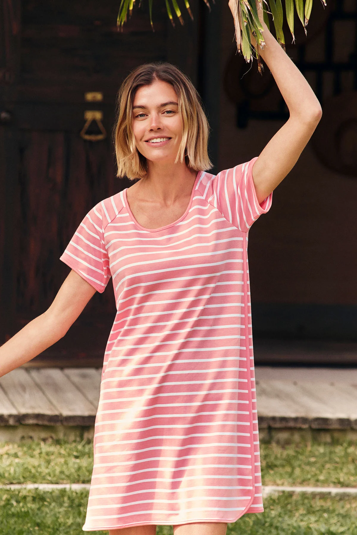 Pima Nightgown in Gelato Inverse Anchor Stripe - Image 2