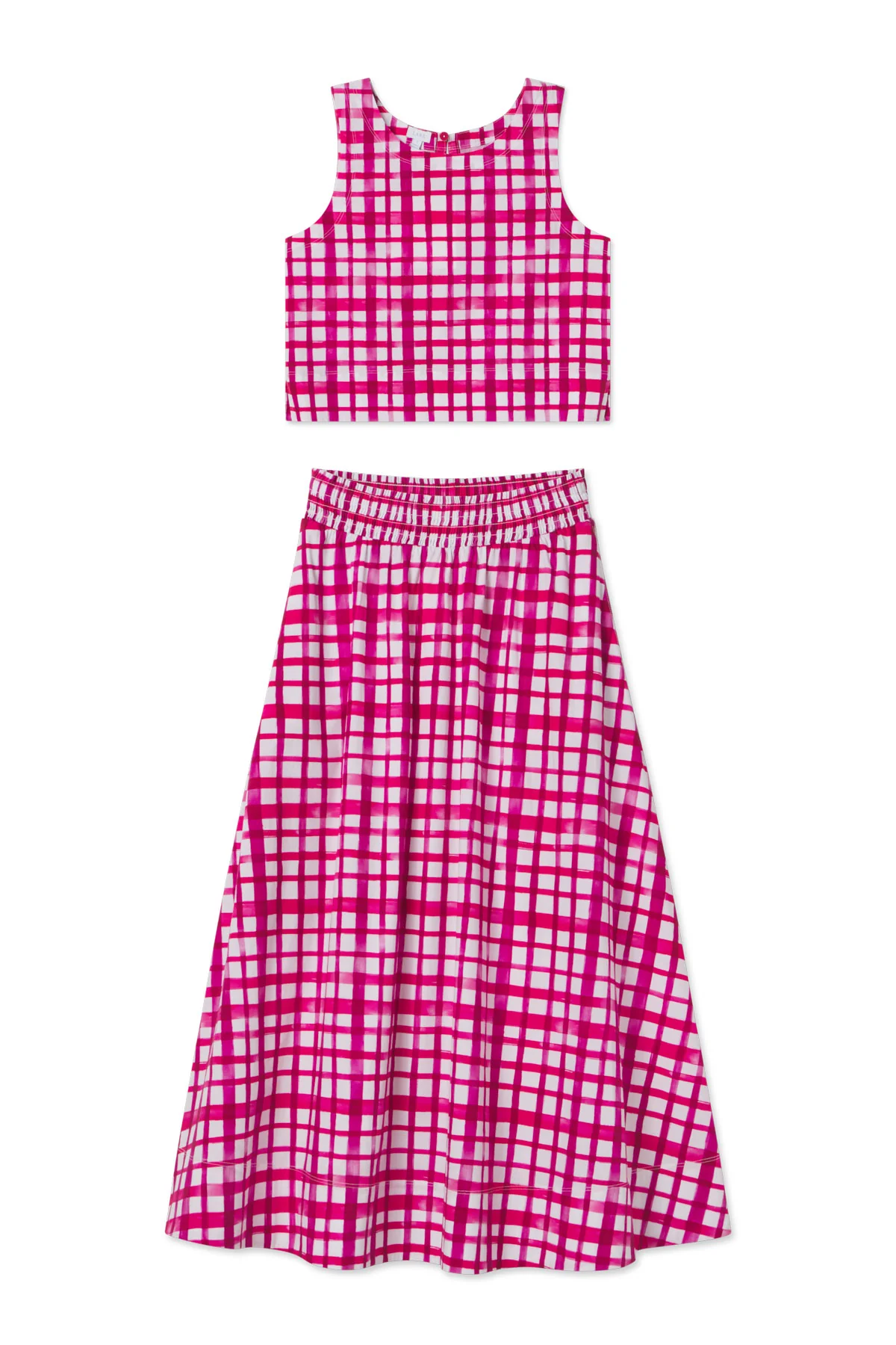 Terrace Skirt Set in Magenta Painterly Gingham - Image 4