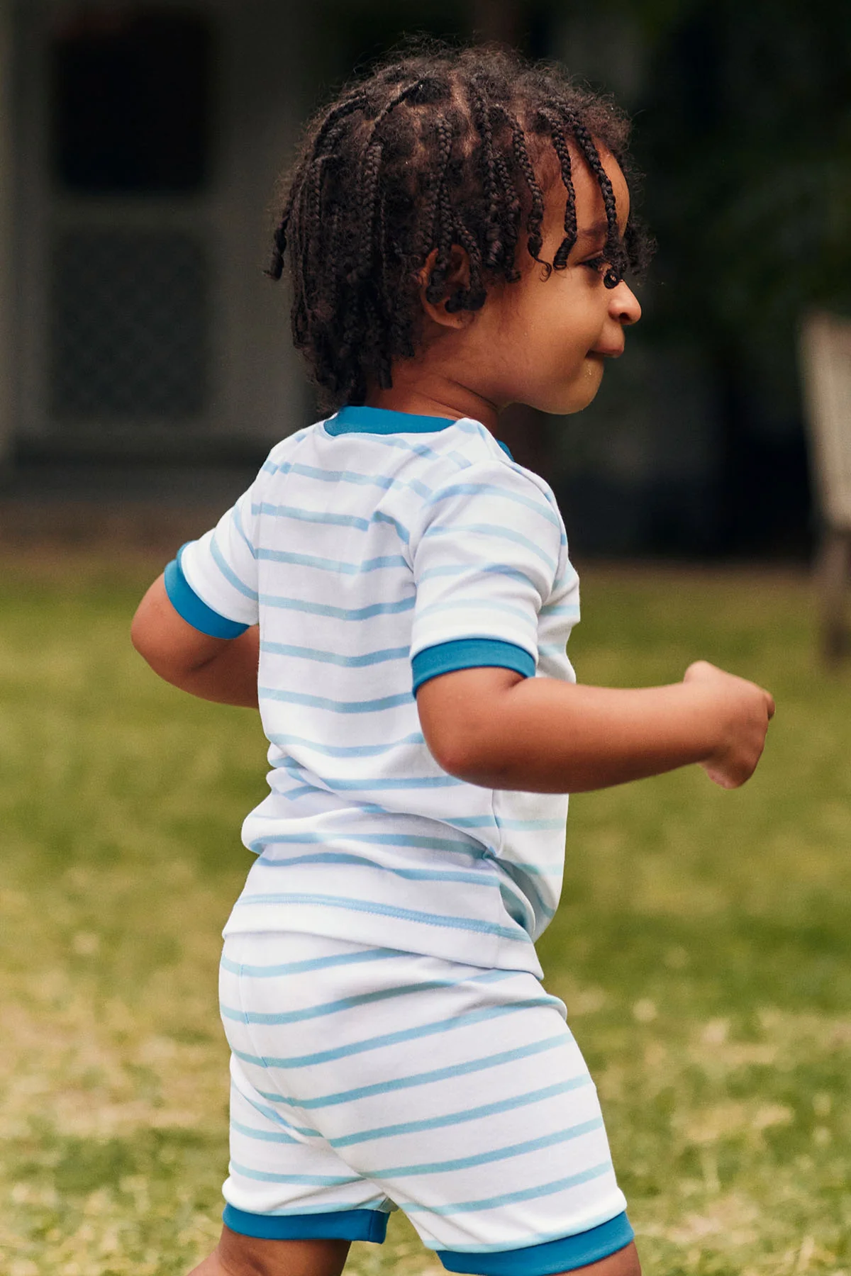 Kids Shorts Set in Salt Spray Anchor Stripe - Image 3