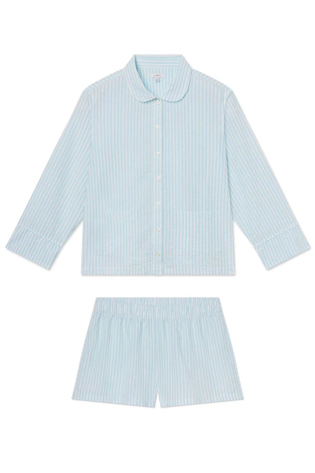 Georgie Pocket Shorts Set in Salt Spray Seersucker