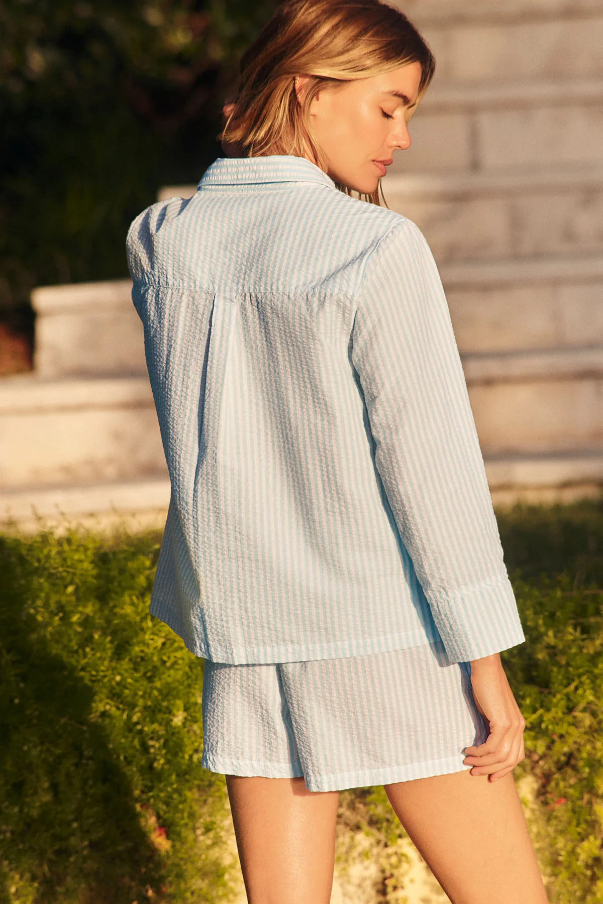 Georgie Pocket Shorts Set in Salt Spray Seersucker - Image 3