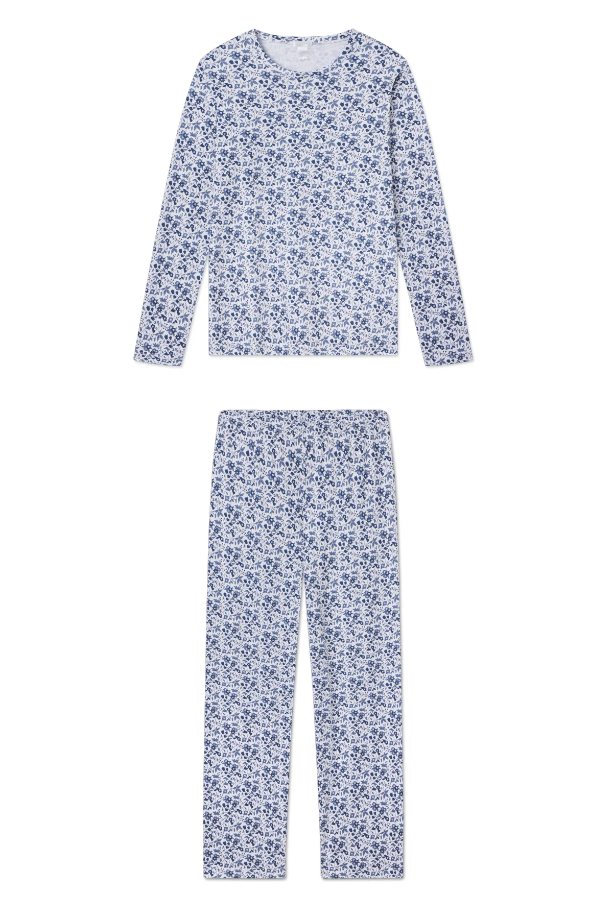 Pima Crew Long-Long Set in Sea Depth Garden Floral