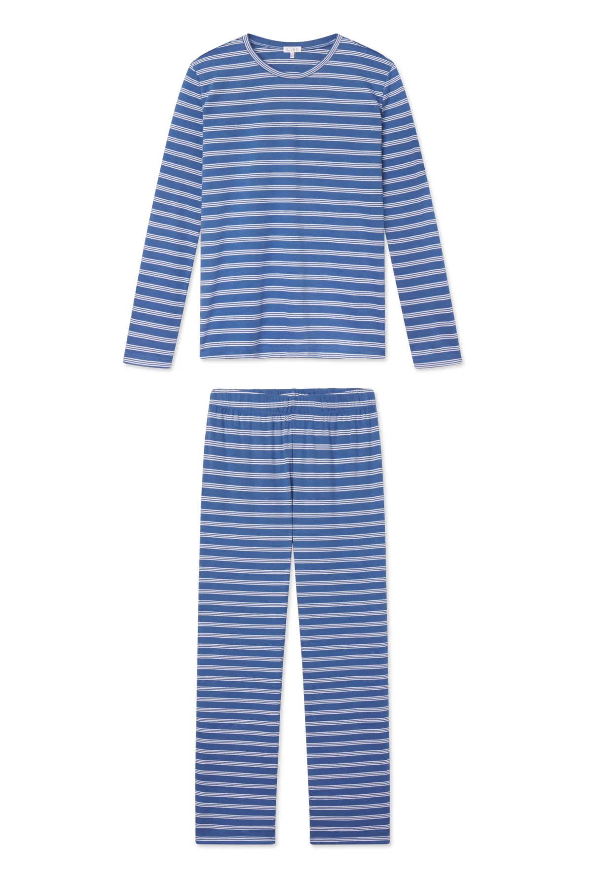 Pima Crew Long-Long Set in Seaport Triple Stripe