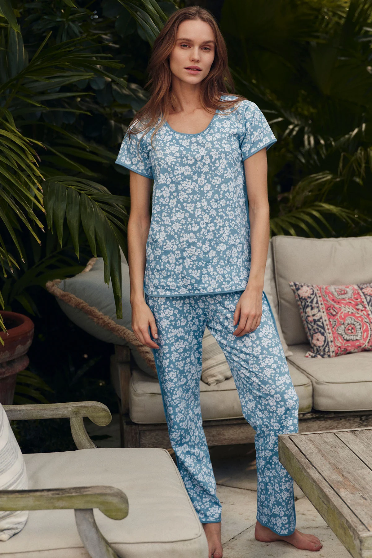 Pima Short-Long Set in Serene Blue Anemones - Image 4