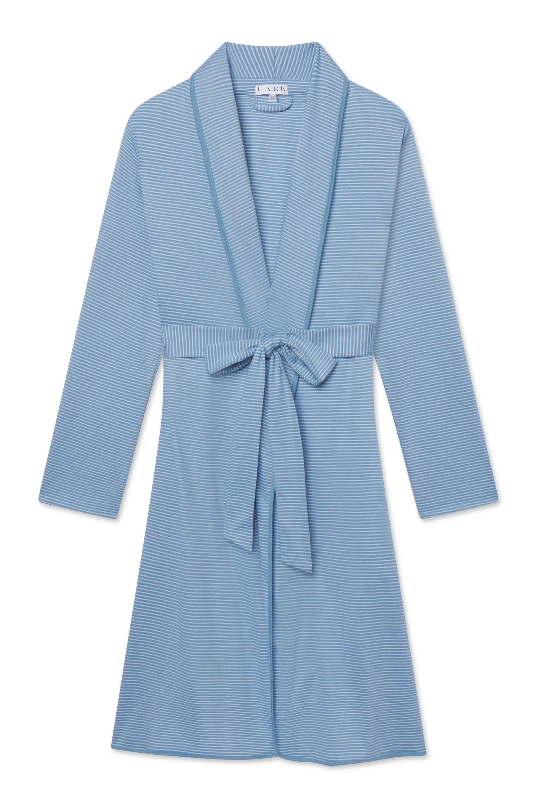 Pima Robe in Serene Blue Stripe