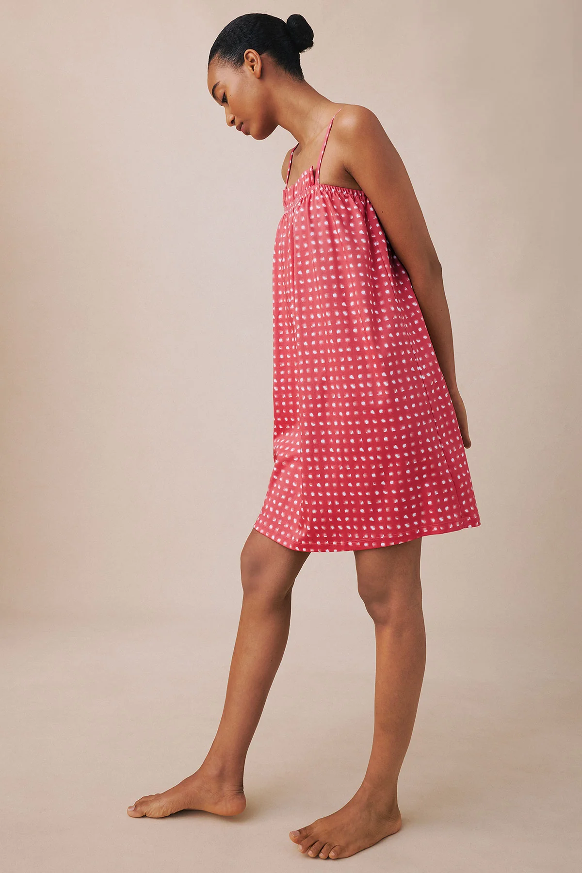 Pima Ruffle Nightgown in Terrace Brushed Check - Image 4