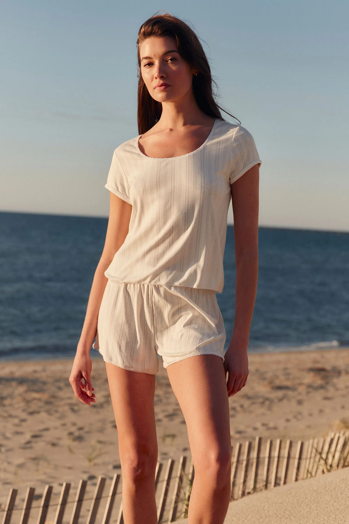 Pointelle Shorts Set in White - Image 4