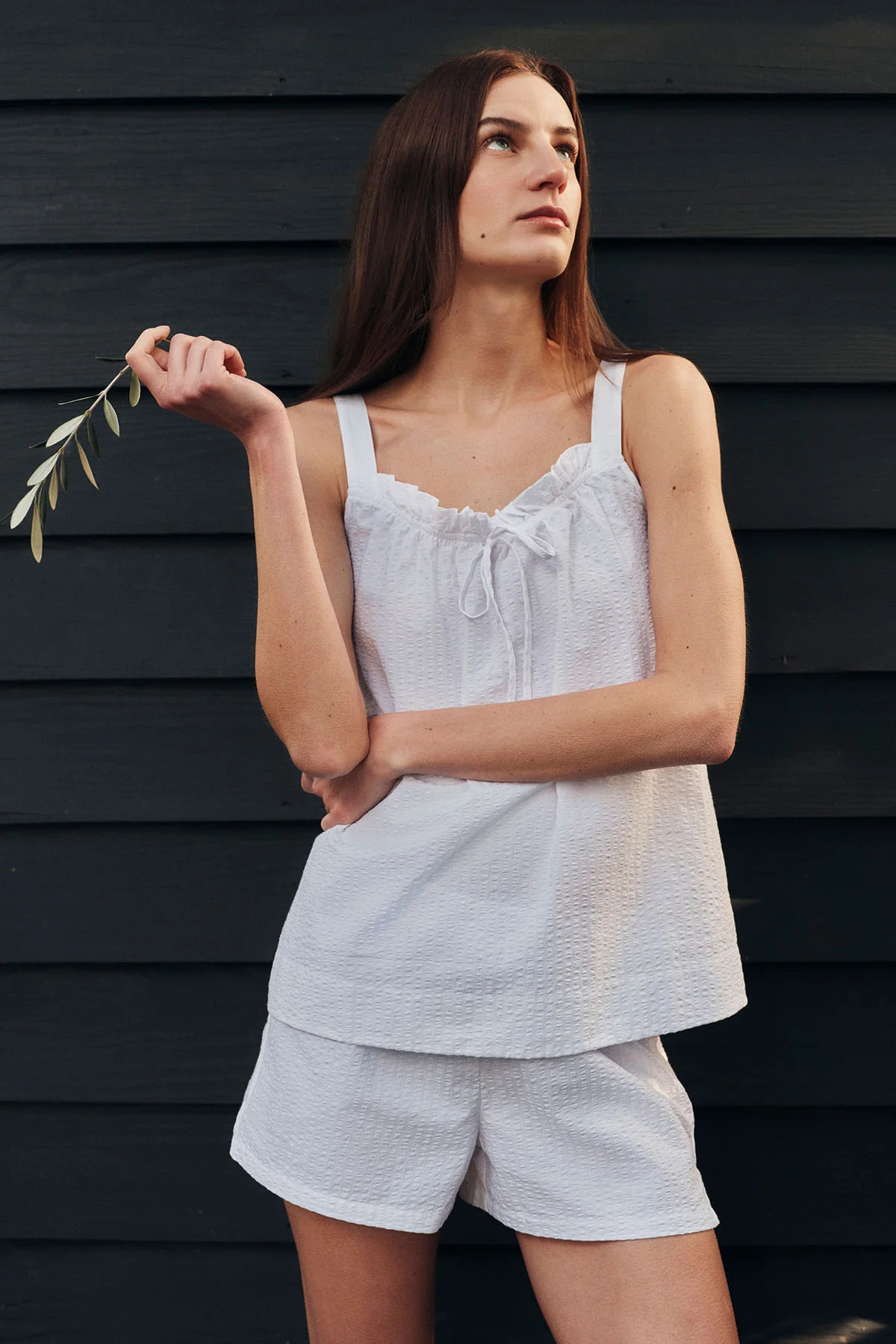 Alice Shorts Set in White Seersucker - Image 3