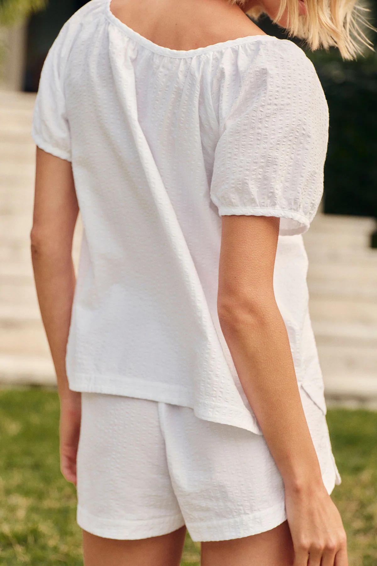 Charlie Shorts Set in White Seersucker - Image 4