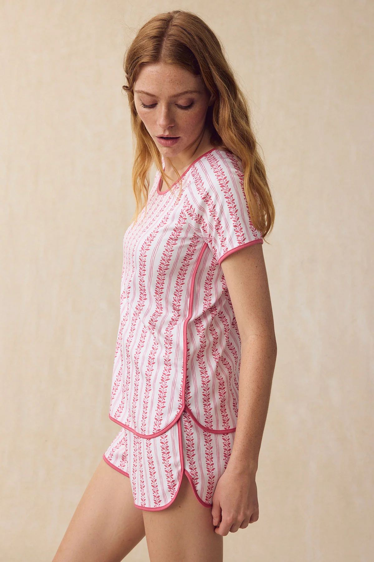 Pima Shorts Set in Winterberry Jasmine Vine - Image 4
