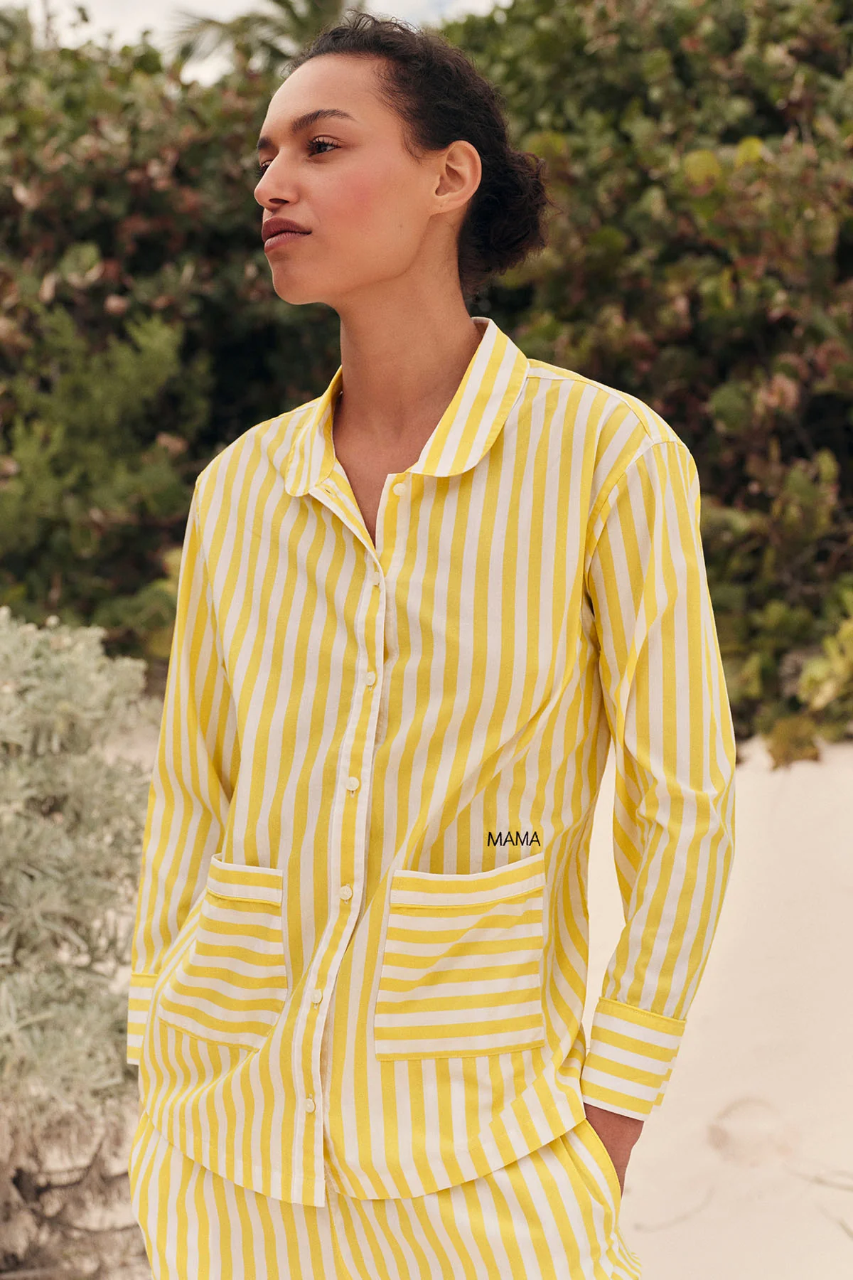 Poplin Piped Long-Long Set in Zest Beam Stripe - Image 4